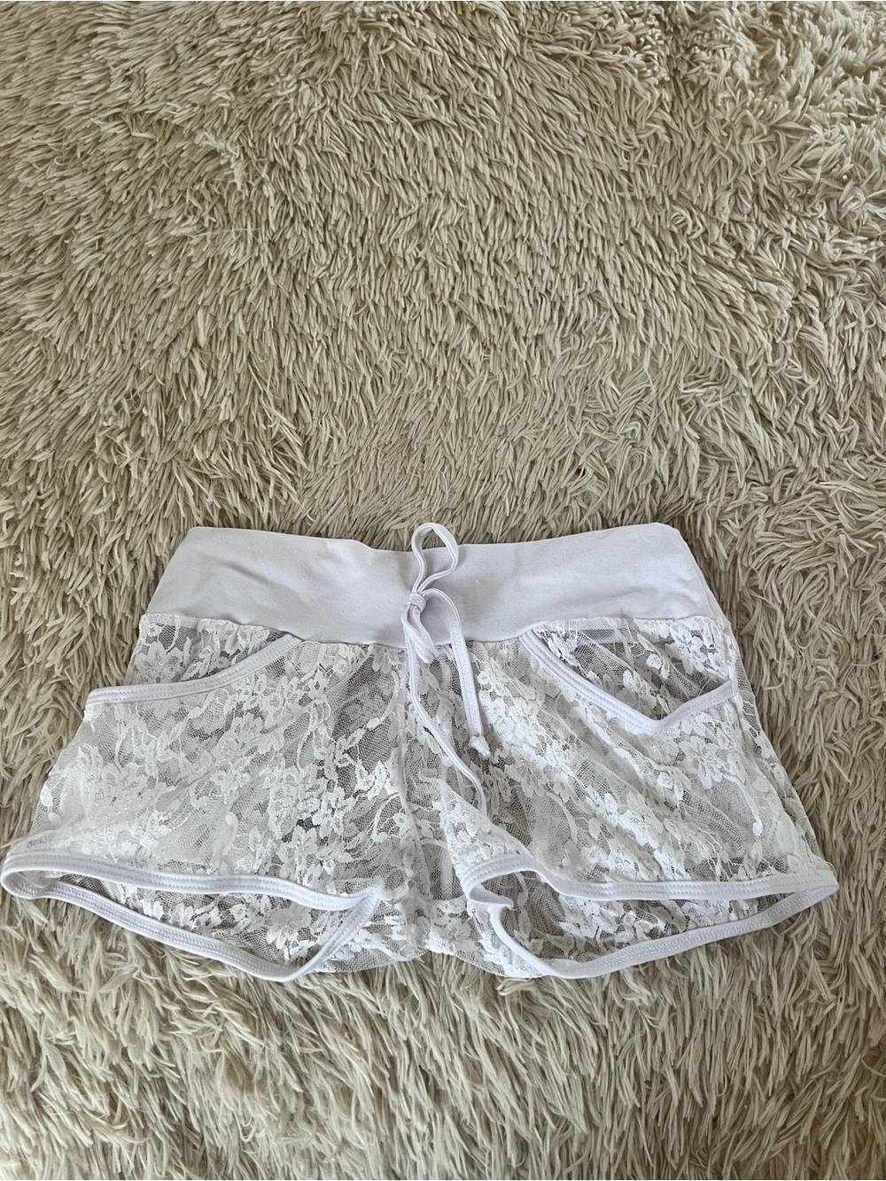 Women's Sheer Lace Sleep Shorts - White